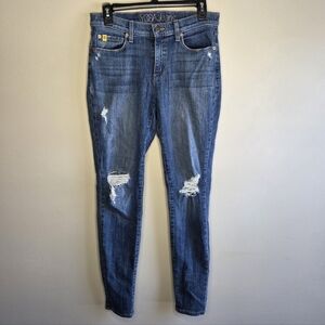 Yoga Jeans Distressed Rachel Skinny Jeans Medium Wash Stretch Size 29 Casual